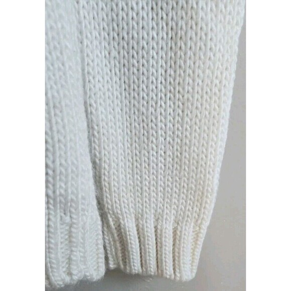 Zara Chunky Knit Sweater Men's Large Cream Wool Blend Fisherman High Neck - Picture 7 of 7